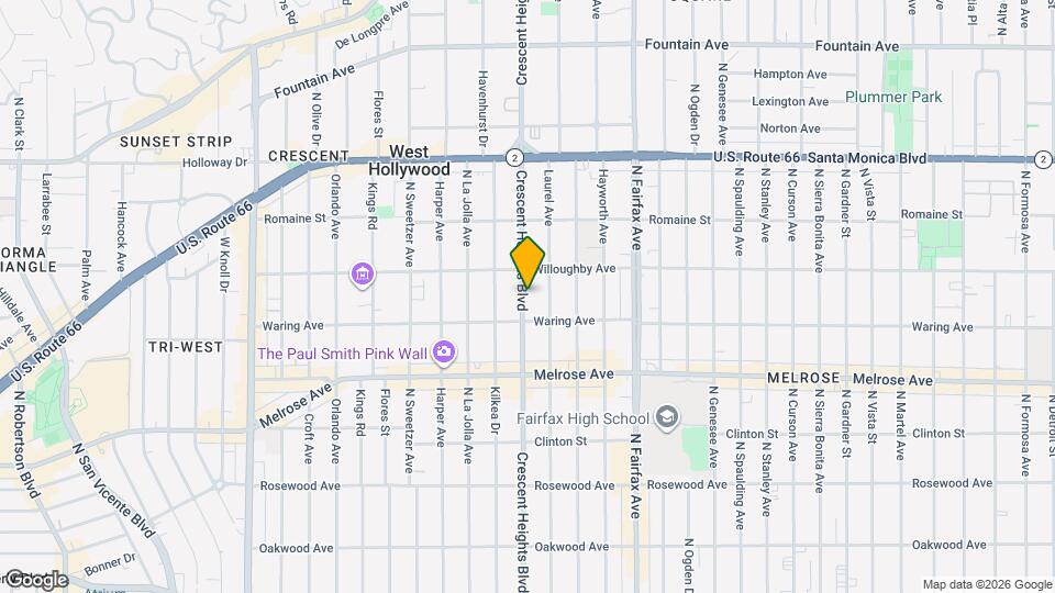 828 N Crescent Heights Blvd Map and Location Details