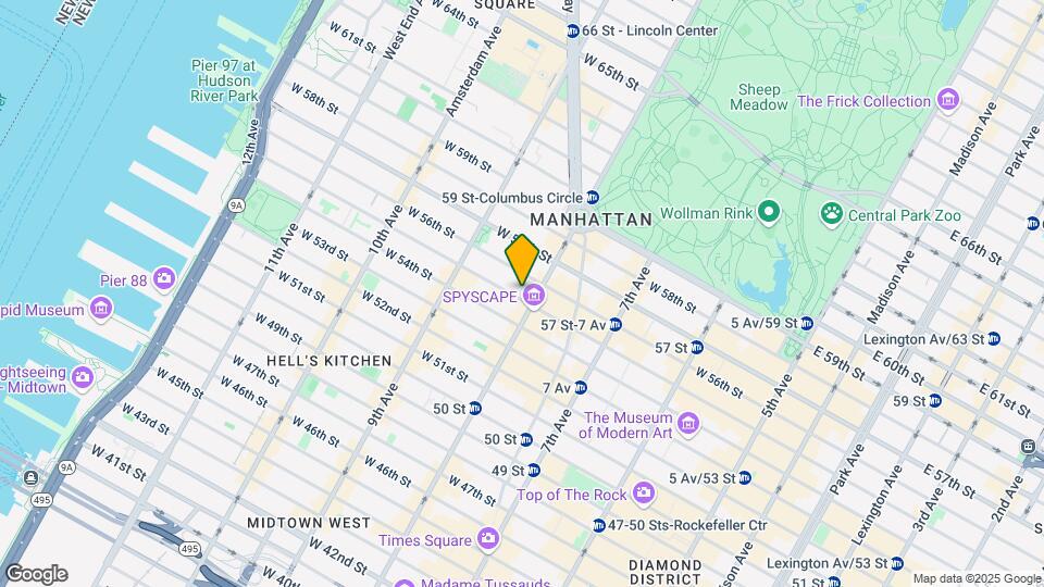 307 W 55th St Mapa y Detalles de la Ubicación