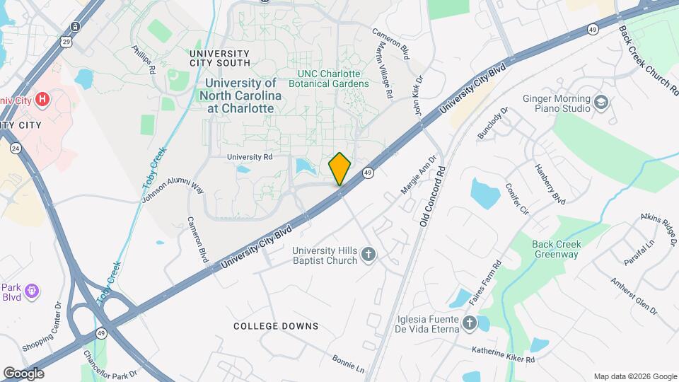 9201 University City Blvd Mapa y Detalles de la Ubicación