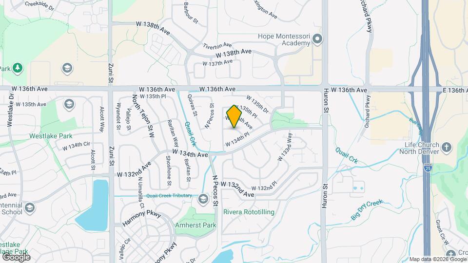 1364 W 134th Dr Mapa y Detalles de la Ubicación
