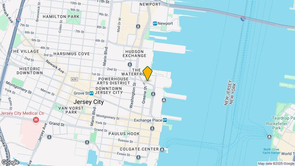 Jersey City Urby Mapa y Detalles de la Ubicación