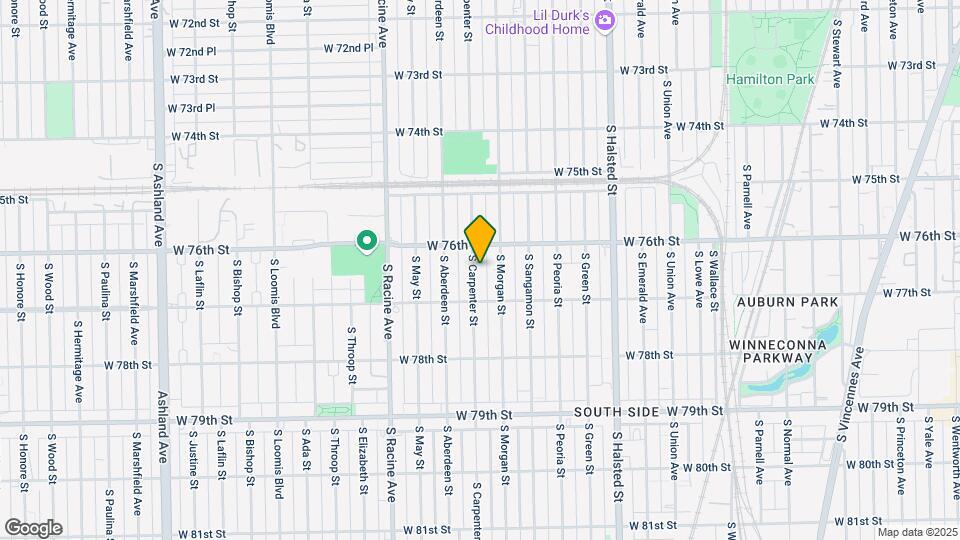 7627 S Carpenter St Map and Location Details