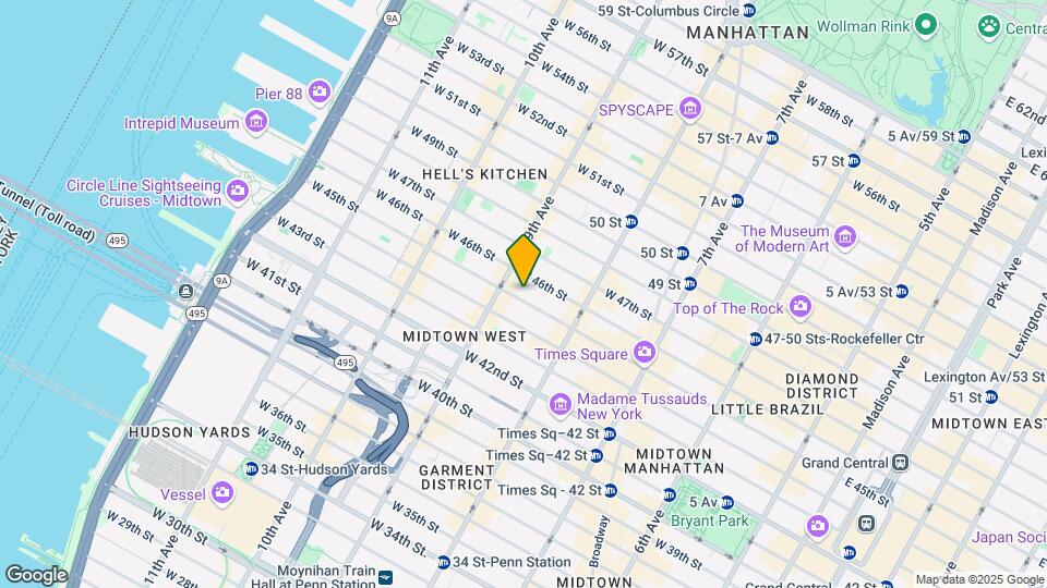 349 W 45th St Mapa y Detalles de la Ubicación