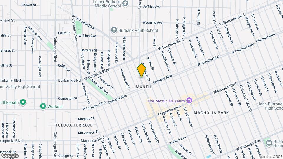 1244 N Hollywood Way Map and Location Details