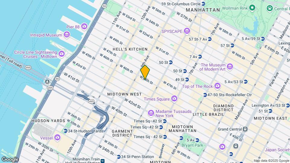 346 W 46th St Mapa y Detalles de la Ubicación