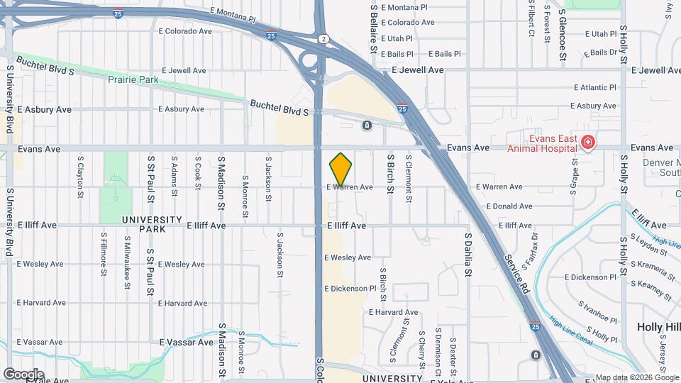 4100 E Warren Ave Mapa y Detalles de la Ubicación