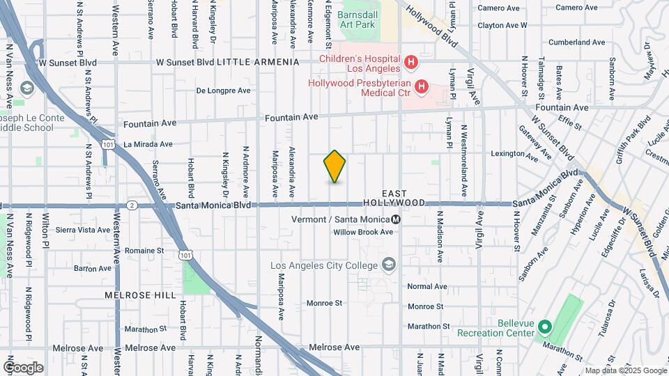 1128 N Edgemont St Mapa y Detalles de la Ubicación