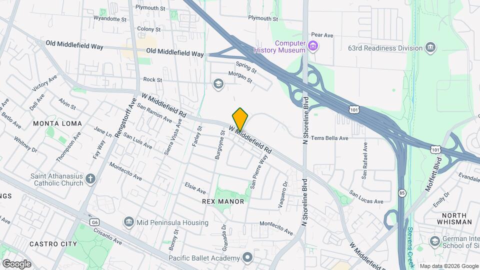 1381 W Middlefield Rd Map and Location Details