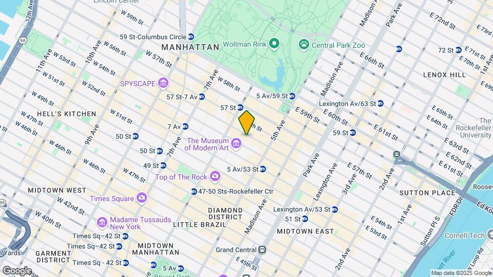 40 W 55th St Mapa y Detalles de la Ubicación