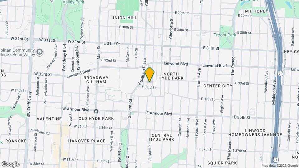 3258 Gillham Rd, Unit second floor apartment Map and Location Details