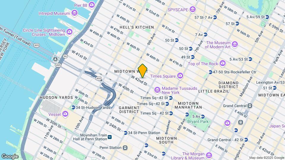 327 W 42nd St Map and Location Details