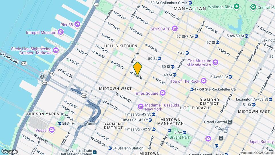 334 W 46th St Map and Location Details