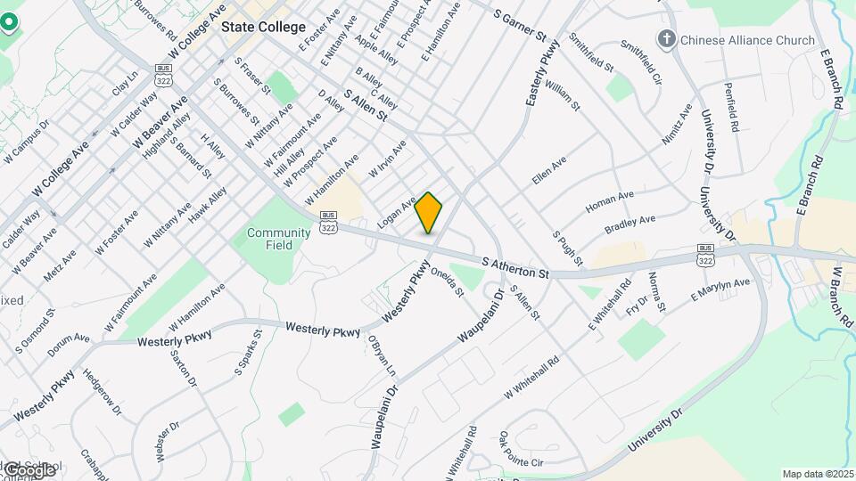 1029 S Atherton St, Unit Room 1 Map and Location Details