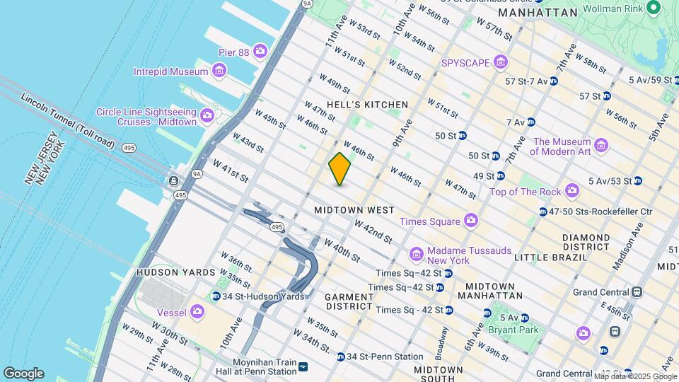 437 W 43rd St Mapa y Detalles de la Ubicación