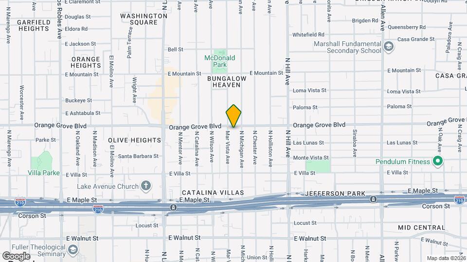 1172 E Orange Grove Blvd, Unit Upstairs apt in four plex Map and Location Details