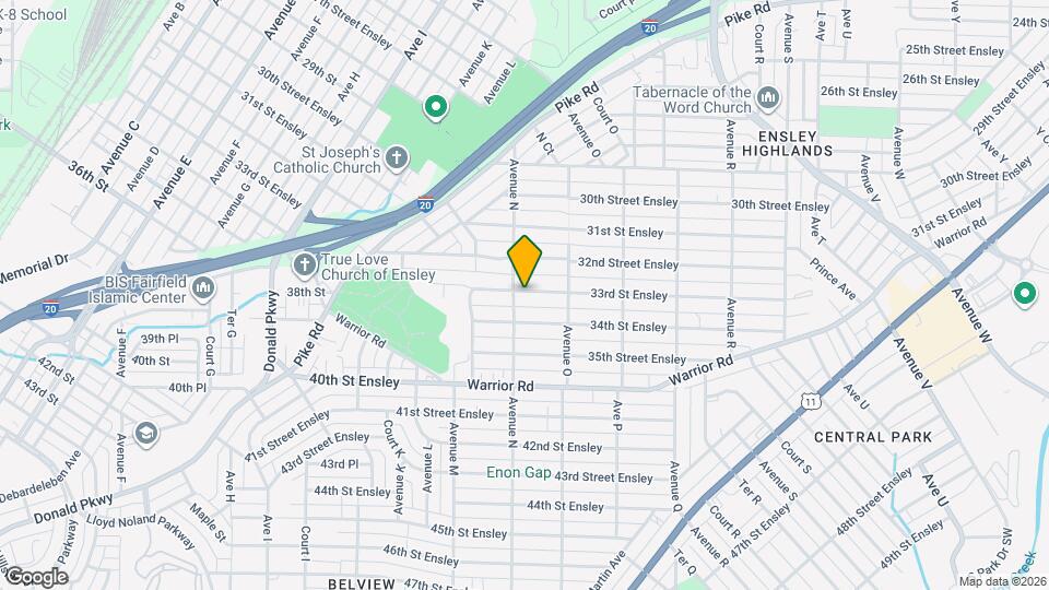 1405 33rd St Ensley Map and Location Details