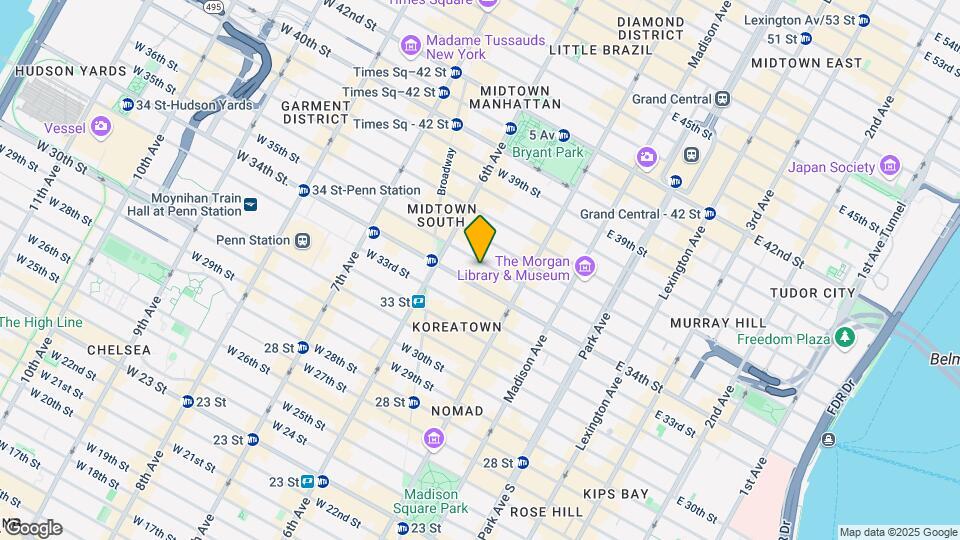 36 W 35 St Map and Location Details