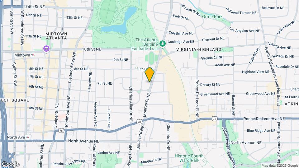 852 Monroe Dr NE Map and Location Details