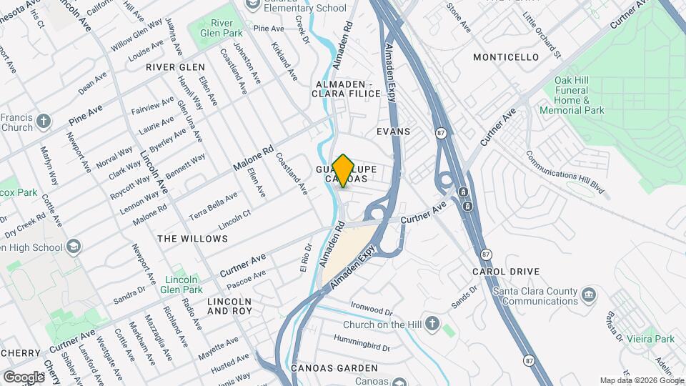 2202B Almaden Rd, Unit Curtner Village Mapa y Detalles de la Ubicación