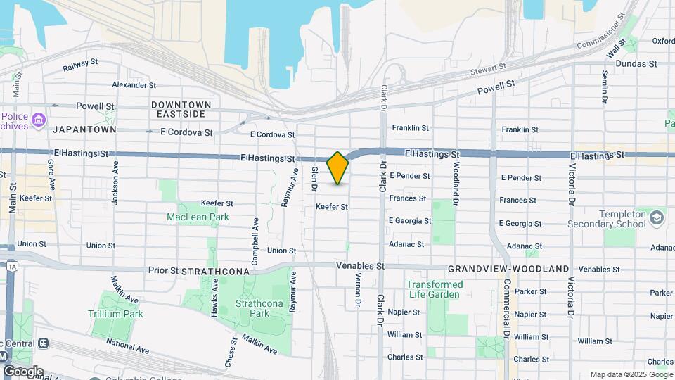 1160 E Pender St Map and Location Details