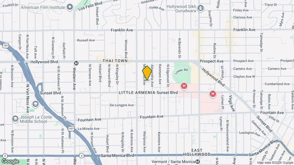 1534 North Mariposa Avenue, Unit 1534 Map and Location Details