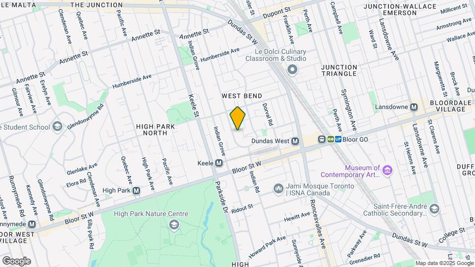 High Park - 1 Bedroom Basement Apartment Map and Location Details