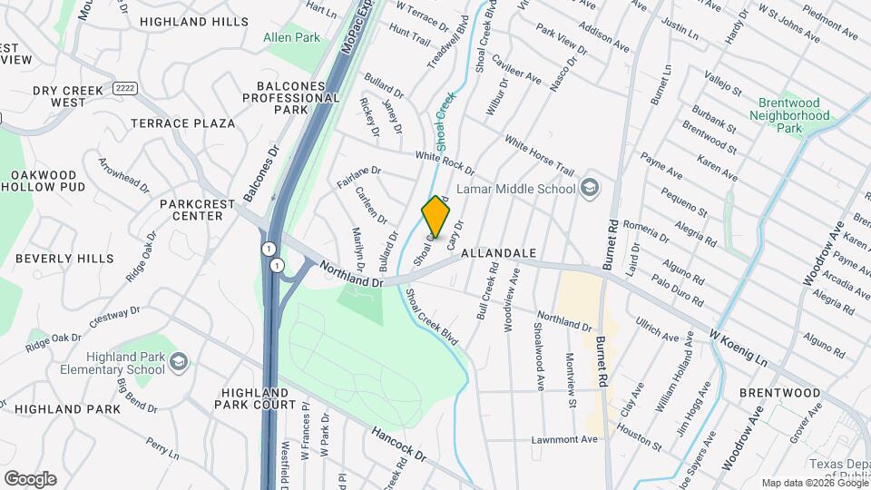 5803 Shoal Creek Blvd Map and Location Details