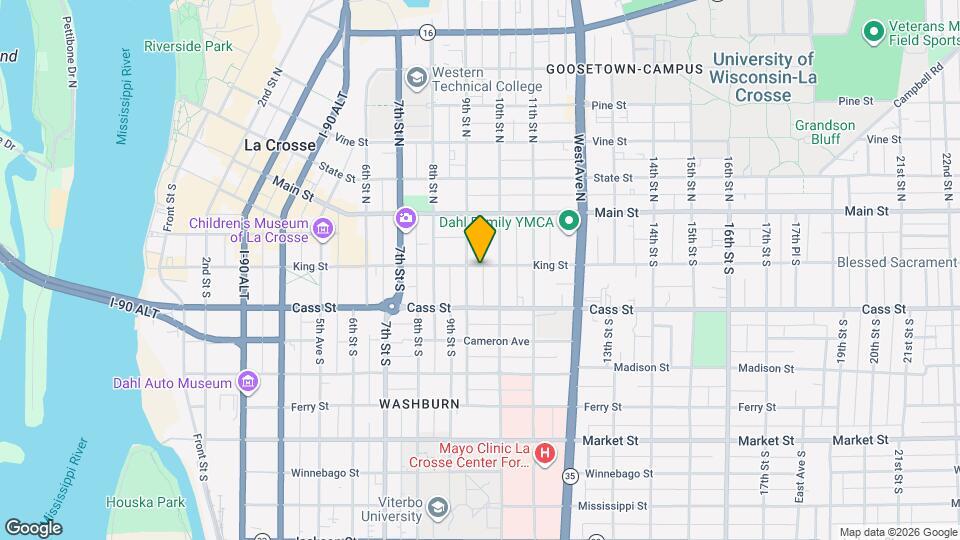910 King St, Unit Large Downtown La Crosse Apartment Map and Location Details