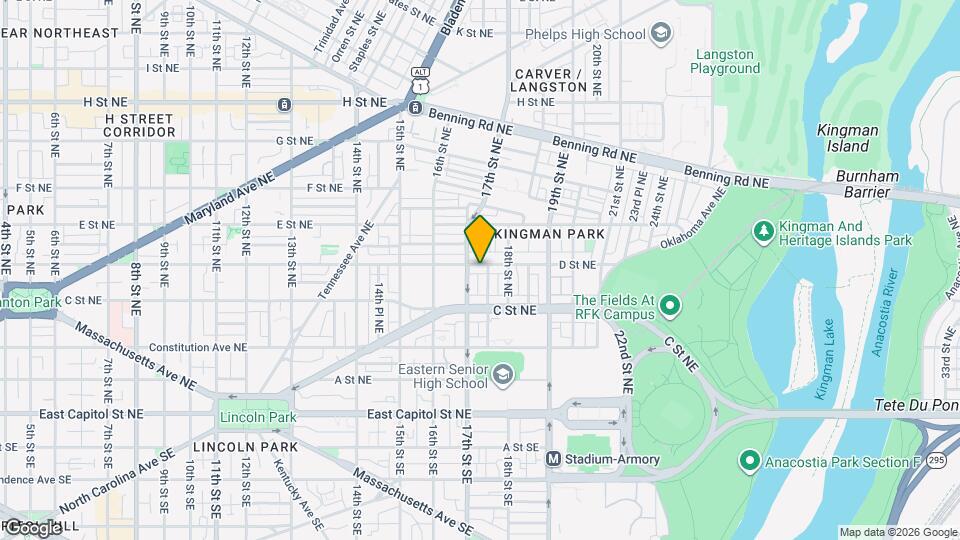 1713 D St NE, Unit 1 Bed 1 Bath Capitol Hill Mapa y Detalles de la Ubicación