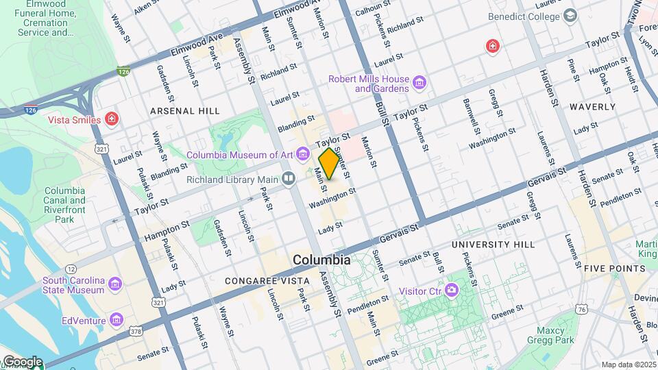 Hub Columbia Mapa y Detalles de la Ubicación