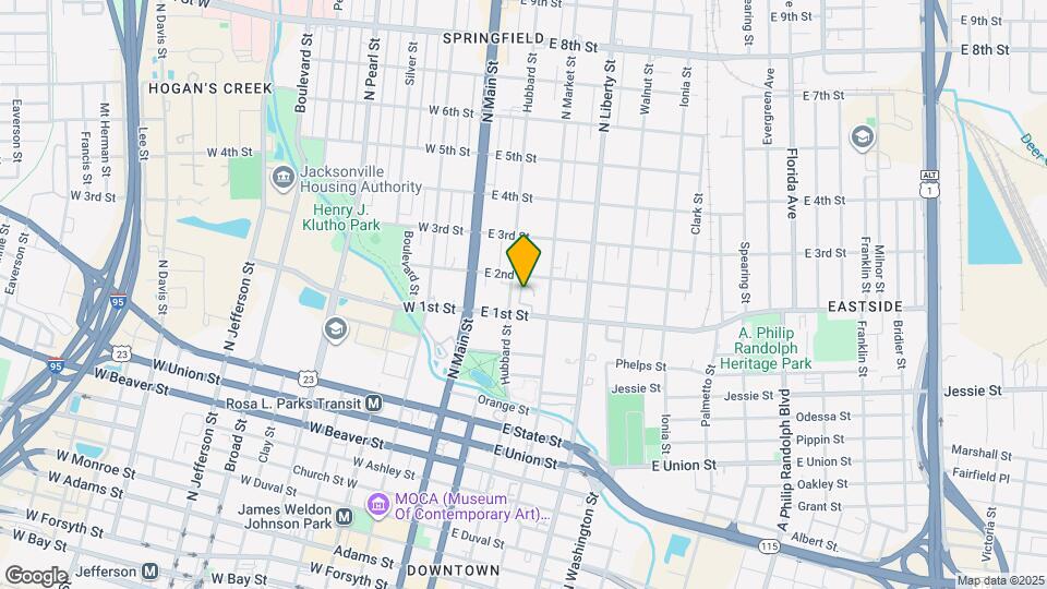 111 E 1st St Map and Location Details