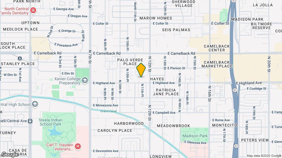 1110 E Highland Ave Map and Location Details