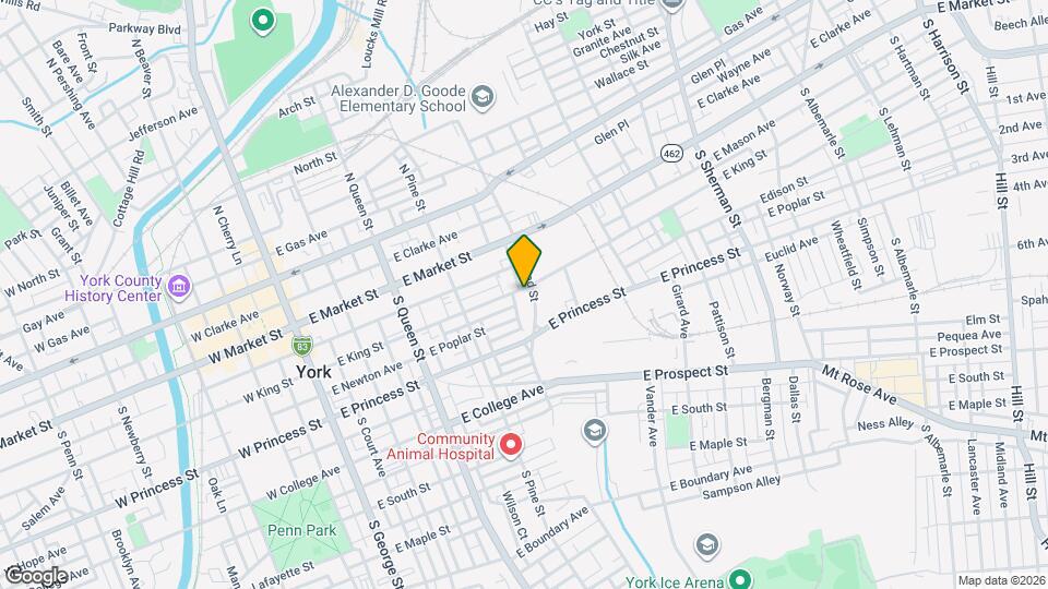 408 E King St Map and Location Details