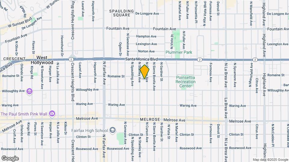 929 N Curson Ave Map and Location Details