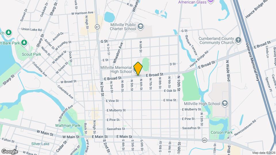 521 E Broad St Map and Location Details