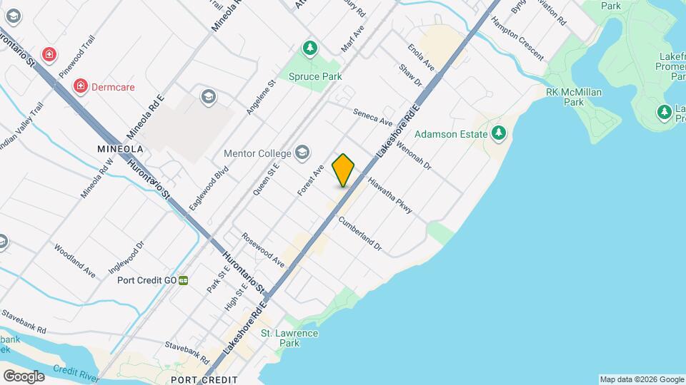 256 Lakeshore Rd E Map and Location Details