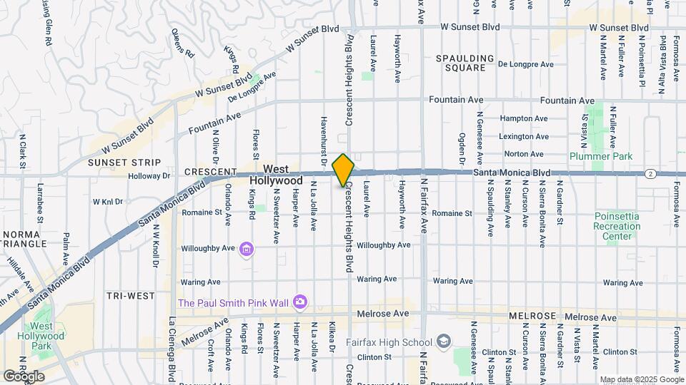 1031 N Crescent Heights Blvd Mapa y Detalles de la Ubicación