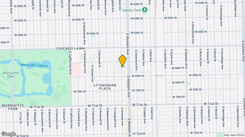 6827 S Artesian Ave Map and Location Details