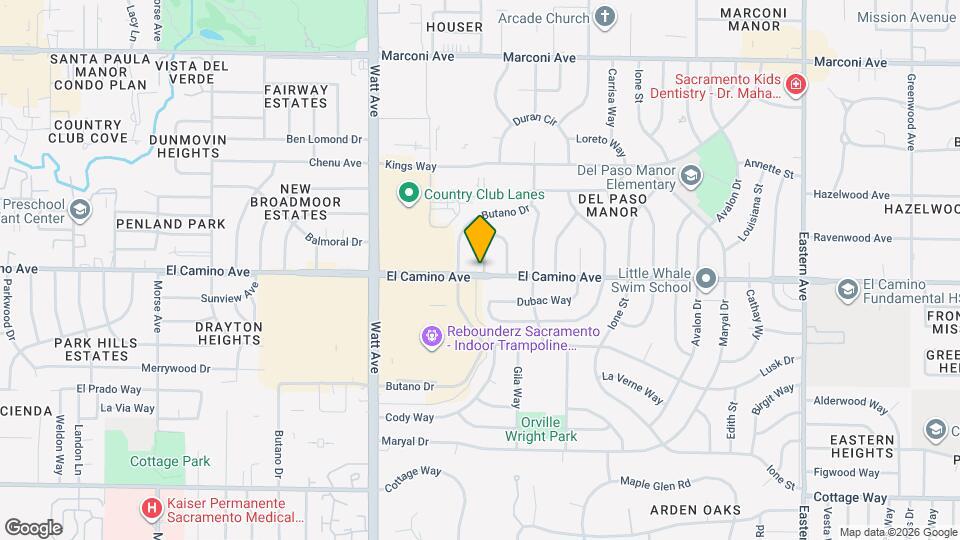 3629 El Camino Ave Map and Location Details
