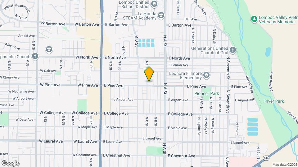 601 E Pine Ave Map and Location Details