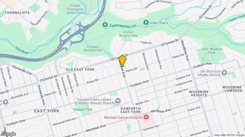 1066 Coxwell Ave Map and Location Details