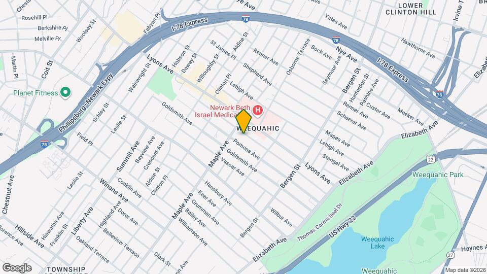 176 Weequahic Ave Map and Location Details