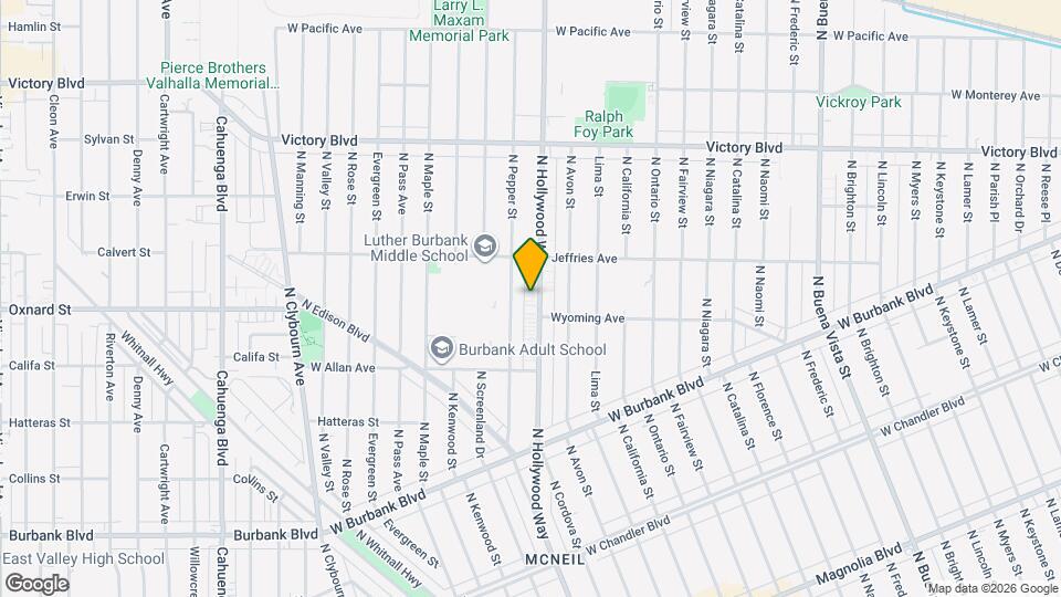 1733 N Hollywood Way, Unit 1733 Mapa y Detalles de la Ubicación