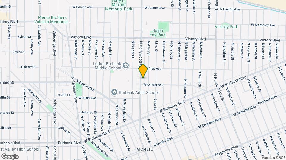 1712 N Hollywood Way-Unit -A Map and Location Details