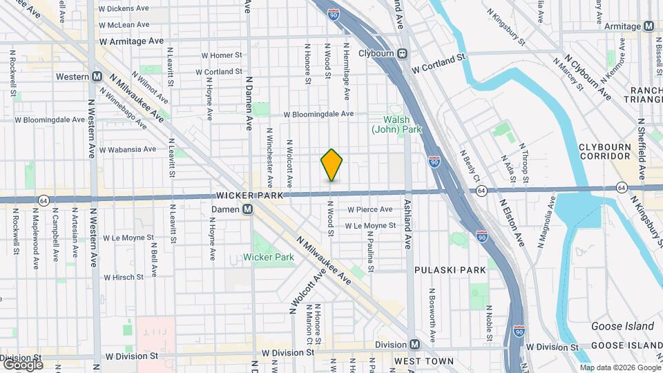 1611 N Wood St, Unit 1 Map and Location Details