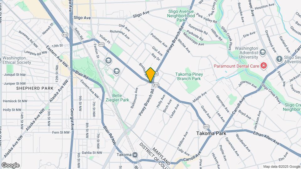 7432 Piney Branch Rd, Unit apartment B Mapa y Detalles de la Ubicación