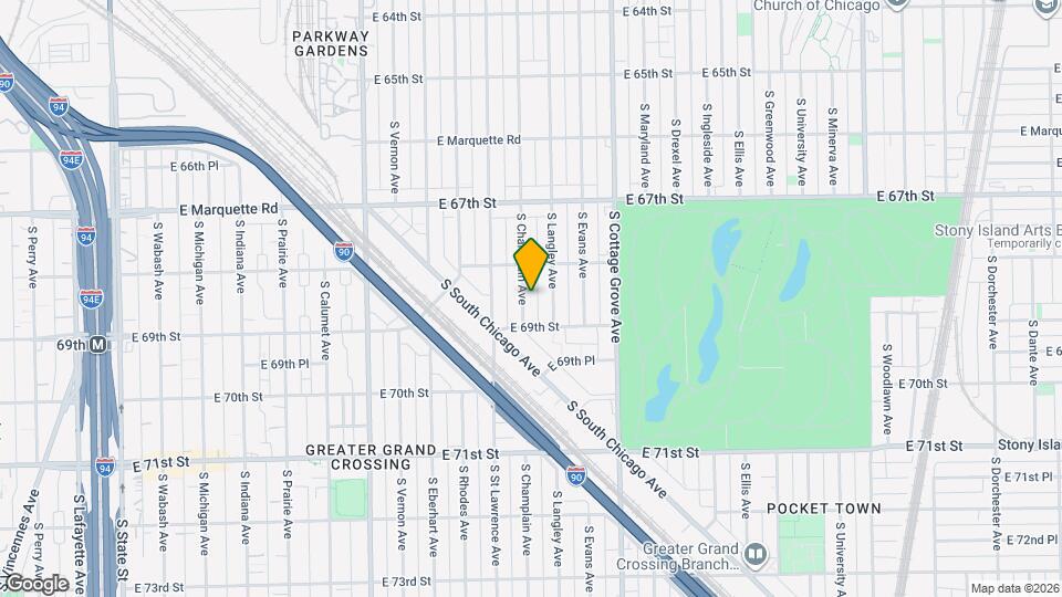 6833 S Champlain Ave Map and Location Details