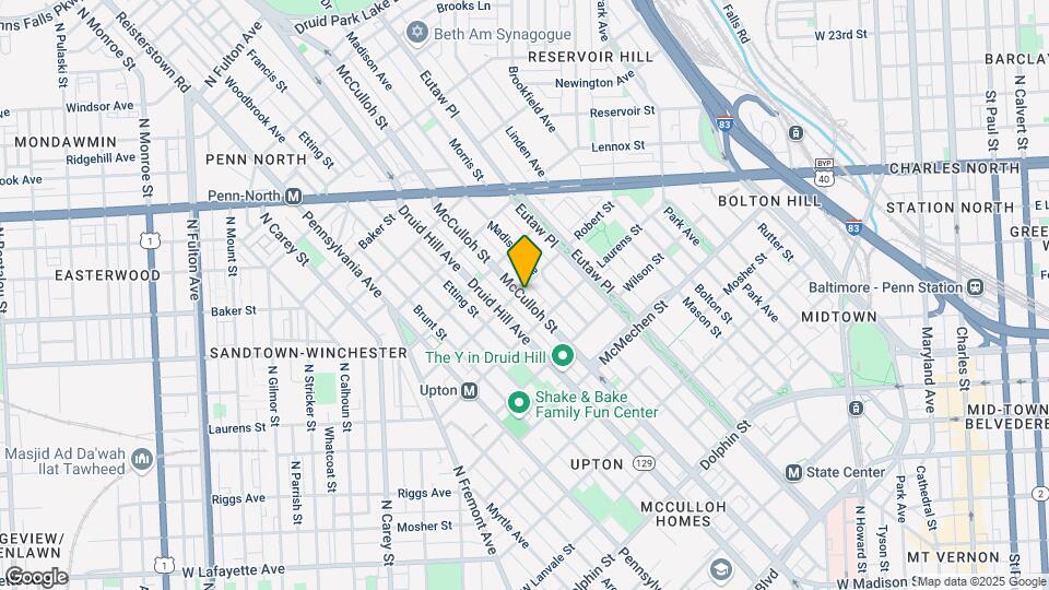 1827 McCulloh St Map and Location Details