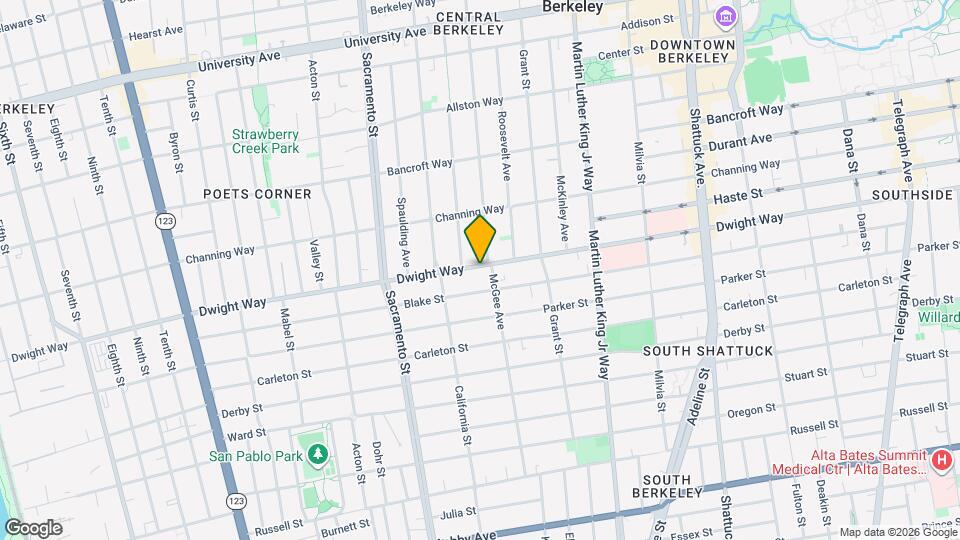 1678 Dwight Way Map and Location Details