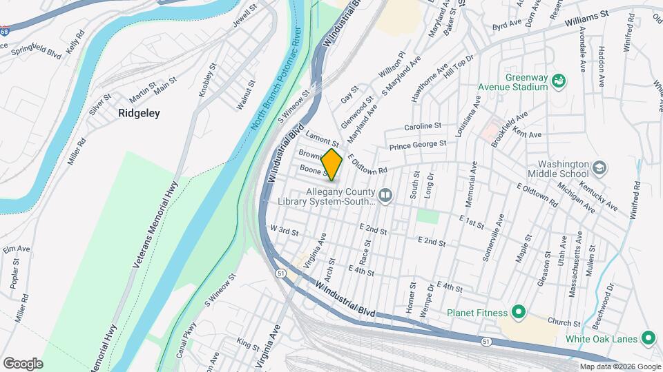 6 W 1st St Map and Location Details